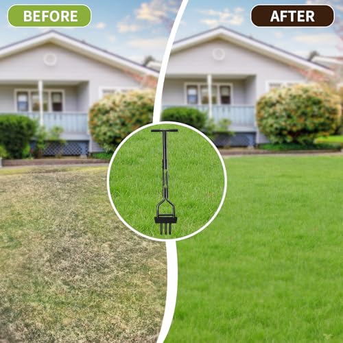 HYCHIKA Lawn Aerator, Hollow Tine Aerator with 3 Hollow Tine, Soil Column Collection Box, T-Handle, Manual Garden Lawn Core Aerator Tool, Grass Spikes for Soils and Lawn Care 6 HYCHIKA Lawn Aerator, Hollow Tine Aerator with 3 Hollow Tine, Soil Column Collection Box, T-Handle, Manual Garden Lawn Core Aerator Tool, Grass Spikes for Soils and Lawn Care - Image 6