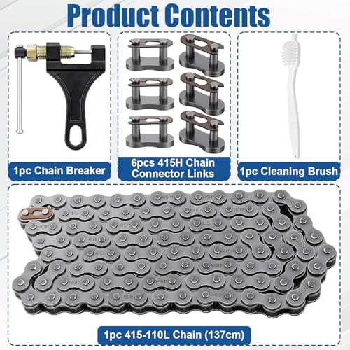 Image of Podoy 415H Motorized Chain 110L Dirt Bike Chain Heavy Duty for 80cc 49cc 60cc 66cc 2 Stroke Engine Motorized Bike Chain High Power Racing Parts