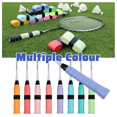 LIQWEI 12Pcs Tennis Racket Grip Tape, Tennis Grip Tape, Badminton Grips Tapes Overgrip Tenni s Racket, Comfortable Handle Grips Wrap for Tenni s Badminton Squash Rackets - Thumbnail 7