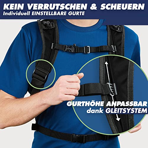 Foto von SASMO® Trinkrucksack (Schwarz) mit Thermofach | Trinkrucksack Laufen - Ultraleicht 300g & 6L | Laufrucksack mit Trinkblase 2l, BPA-Frei | Rucksack mit Trinkblase & Reflektoren | Laufen, Fahrradfahren