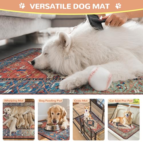 Image of Lahome Reusable Washable Puppy Pads - 2 Pack Super Absorbent & Waterproof Dog Training Mats for Potty, Crate and Floor - Leakproof Pee Pads with Non-Slip Backing (Red, 36 inchx48 inch)