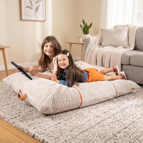 Image of Big Joe Turnabout 3-in-1 Convertible Kids Bean Bag Chair, Vanilla Latte