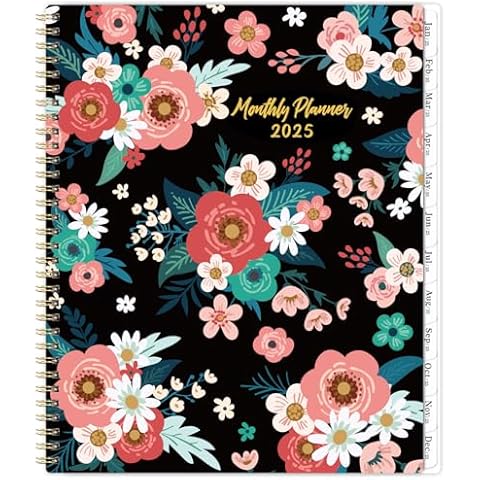 2025 Monthly Planner/Calendar - Monthly Calendar 2025 from Jan. 2025 - Dec. 2025, 9'' x 11'', 2025 Monthly Planner Spiral Bound with 12 Monthly Tabs Cover