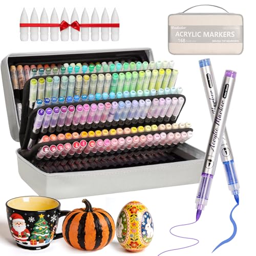 Punta de pincel suave en marcadores de pintura acrílica de 168 colores para madera y lienzo
