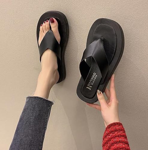 Tongs compensées à plateforme pour femmes en PU confortables et légères - 4