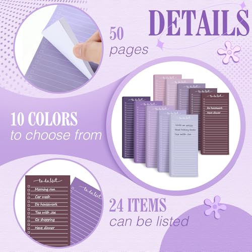 Image of Censen 10 Pack 500 Sheets to Do List Notes Daily Checklist Notepad with 50 Sheets Undated Memo Pad Color Block Shopping List Weekly Plan Notepad Organizer Planners(Gradient Purple,Lined) | Note Book 513 Sheets Colorful Memo Pad Office School Supplies Planner Shopping Weekly Plan Task Organizer Tear-off Design