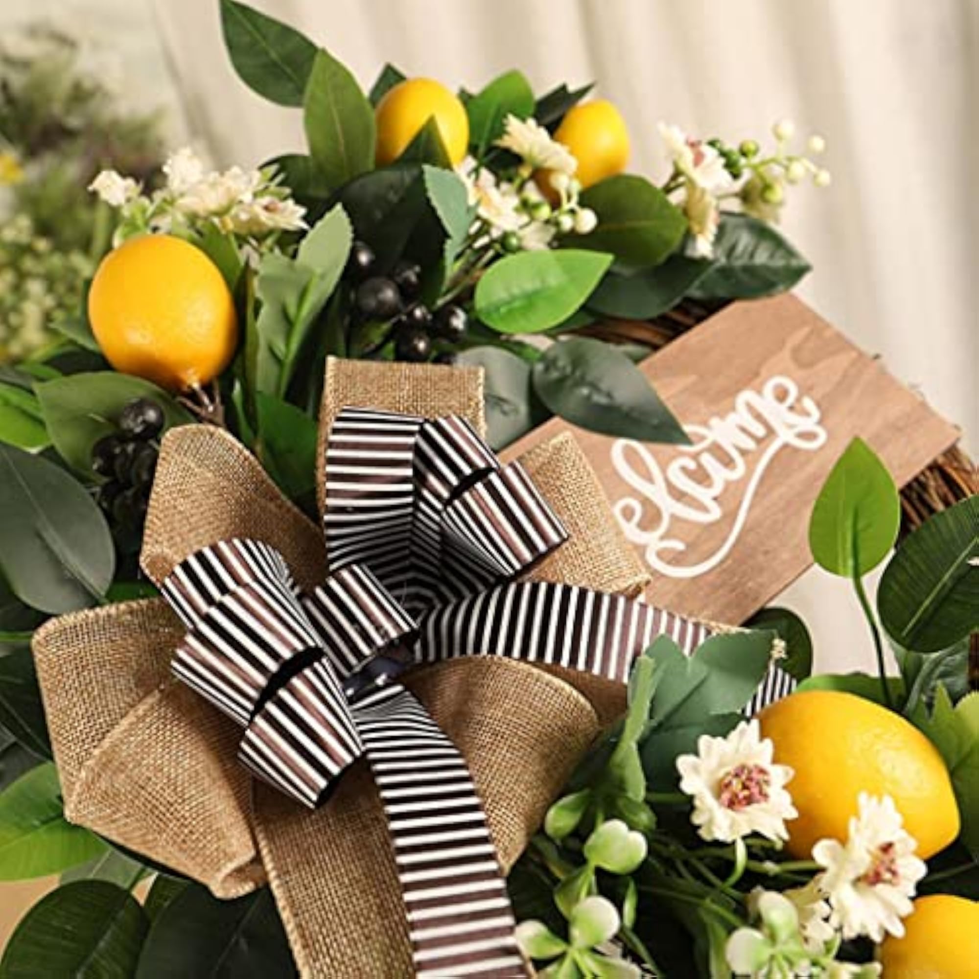 Lemon Wreath Front Door Spring Garland Decor