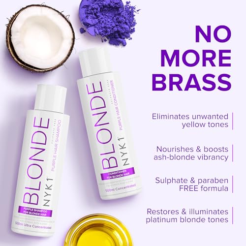 Foto von KEIN MESSING MEHR Silbershampoo Anti-Gelbstich Und Conditioner Für Blondes Haar (500ml x2) - Beseitigt Gelbe Messingtöne