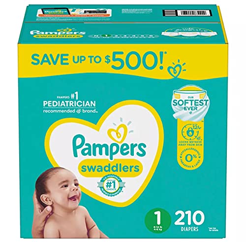 Image of Pampers Swaddlers Diapers, Size 1 (8-14 Pounds), 210 Count
