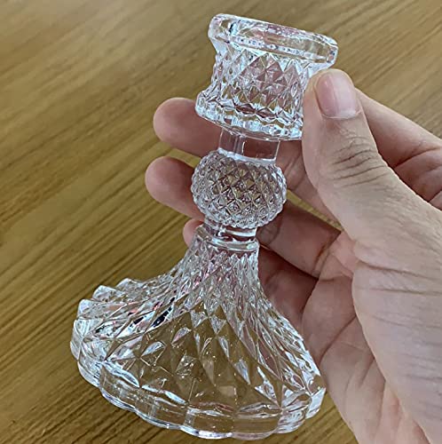 Clear Glass Candlestick Holder Set of 2,Taper Candle Holders Fit 0.8 Inch Candles - Image 3