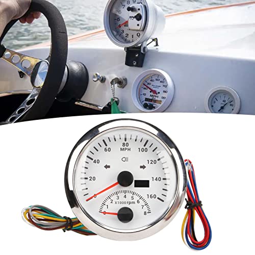 Velocímetro GPS marino de acero inoxidable con esfera de 85mm blanca 3