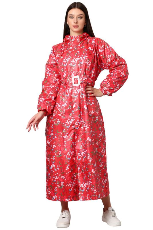 Women's Reversible Long Waterproof Raincoat With Hood, Belt And Carrying Pouch For Ladies (NL 222)-image-36