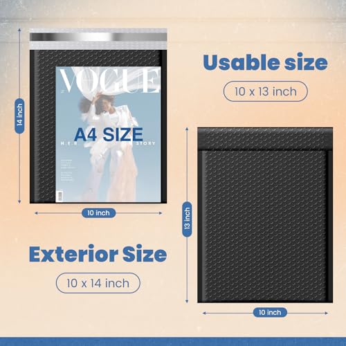 Image of Fuxury Bubble Mailers 10x13 Inch Black 250 Pack Bulk Padded Envelopes Thick Mailing Envelopes Bubble Opaque Padded Mailers Shipping Bags for Mailing Book Makeup Small Business