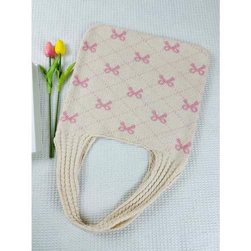 Image of Ovida Crochet Tote Bag Mesh Beach Bag Fairycore Hobo Bag Fairy Grunge Aesthetic Shoulder Bag Y2k Purse for Women Girls