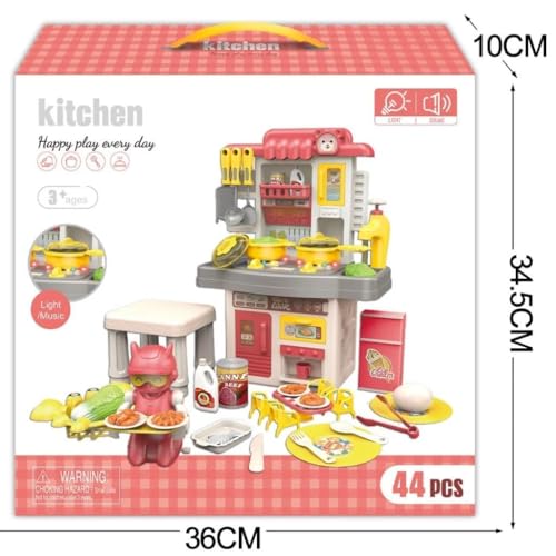 Image of LONGMIRE Plastic 42 Pcs Big Size Kitchen Playset for Kids | Musical & Light Kitchen Set Toy with Sound and Accessories for 4 Year Old