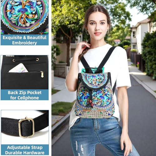 Goodhan Vintage Embroidered Women Backpack Ethnic Travel Handbag Shoulder Bag, 12x10x5 inch4