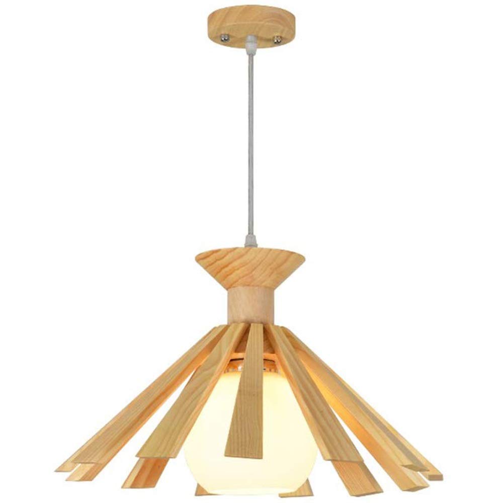 Suspension en bois créatif E27 design en verre haut de gamme L