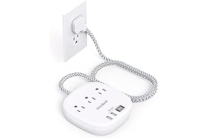 Flat Plug Power Strip 5 USB & 3 AC Plugs