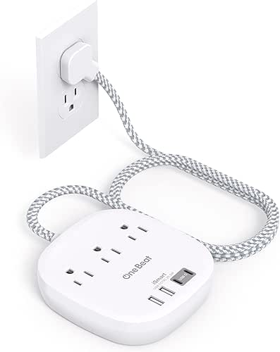Flat Plug Power Strip, 6ft Ultra Flat Extension Cord -