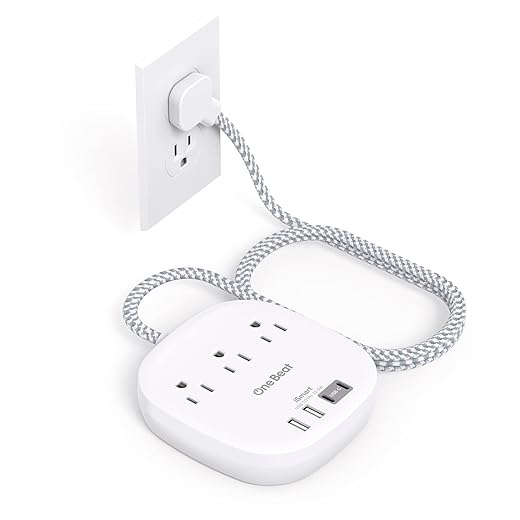 Flat Plug Power Strip, 6ft Ultra Flat Extension Cord - 3 Outlets 4 USB Ports (2 USB C) 22.5W/4.5A Desktop Charging Station, Power Strip No Surge Protection for Cruise Ship, Dorm Room Travel Essentials