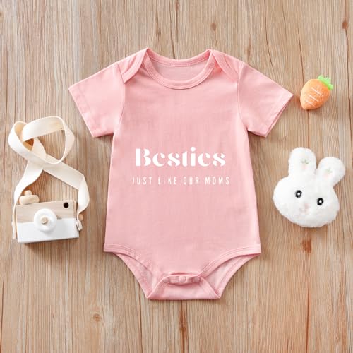 Besties Just Like Our Moms Baby Boy Girl Onesie Funny Unisex Infant Bodysuit Newborn Cute Romper Clothes 0-12 months (2-Pack)4