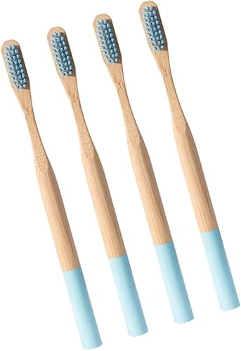 Miniatura 2 de SUPVOX Cepillo de dientes suave de mango largo, 4 piezas, cepillo de dientes de bambú para limpieza profunda de cavidades orales, hogar, viajes, al
