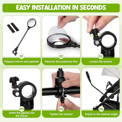Image of Stroller Mirror, Stroller Accessories Easily Attaches to Most Strollers for See Your Baby, the Perfect Companion for Walking and Jogging Parents