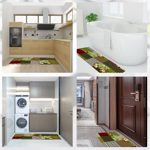 Paillasson lavable avec patchwork vintage vert forêt pour repas chaleureux - 8