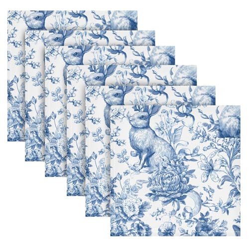 Servilletas de Tela Pack x6 20x20in Estampado Conejos Azules miniatura 2