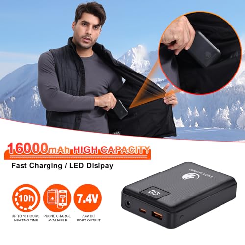 SNOW LEOPARD Heated Vest for Men with Battery Pack Included, 16000mAh 7.4V Rechargeable Men's Heated Vest4