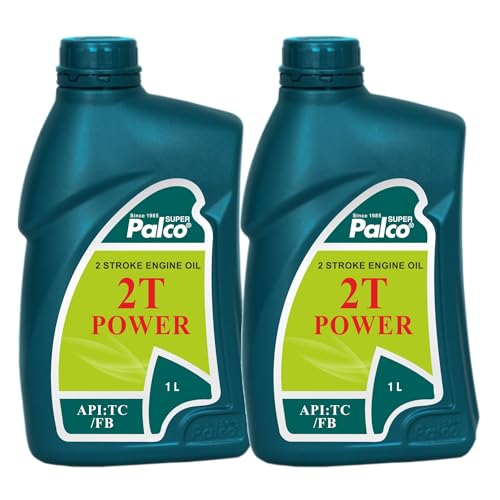 Image of PALCO 2T Power Engine Oil 1 Litre (Pack of 2), 2T Stroke Engine Oil for Bike & Scooter Auto Rickshaws Petrol Mix Additive Semi-Synthetic Bike Oil 3 Wheeler Tillers Chain Saws API TC FB