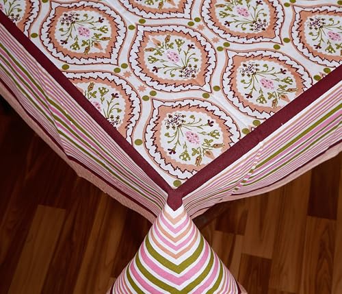 Image of Texstylers Table Cloth | Table Cloth for 6 Seater Dining Table| Dining Table Cover 6 Seater | Table Cover 6 Seater | Dining Table Cover | Rectangle, Cotton,150 cm X 225 cm (Peach)