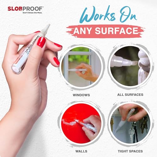 Slobproof Touch Up Paint Pen Refillable Paint Brush Pens 2 in 1 Pack