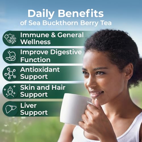 Image of 4 oz. Sea Buckthorn Berry Herbal Tea (Hippophae rhamnoides) - 113g Dried Sea Buckthorn Berries Te de Espino Amarillo