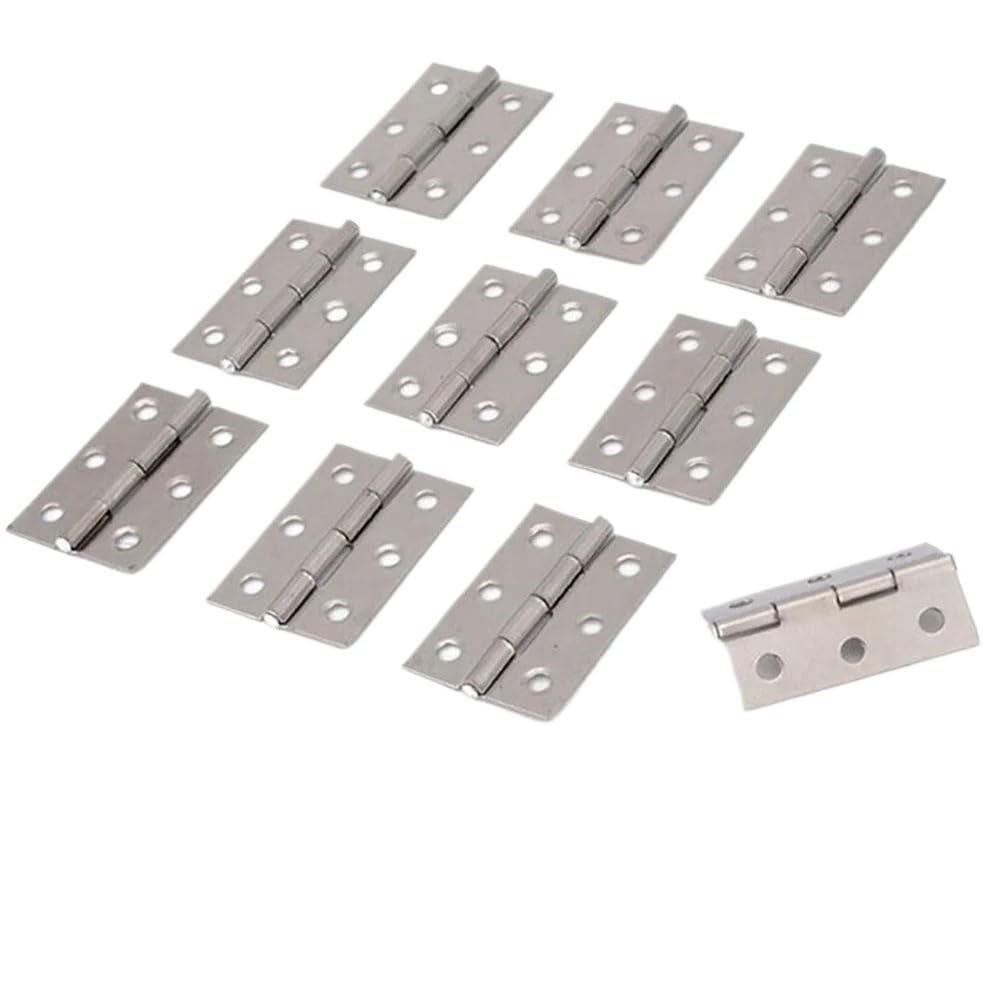 Door Hinges 10pcs Stainless Steel Door Hinges 6 Mounting Holes Furniture Bookcase Window Cabinet Home Hardware Fitting