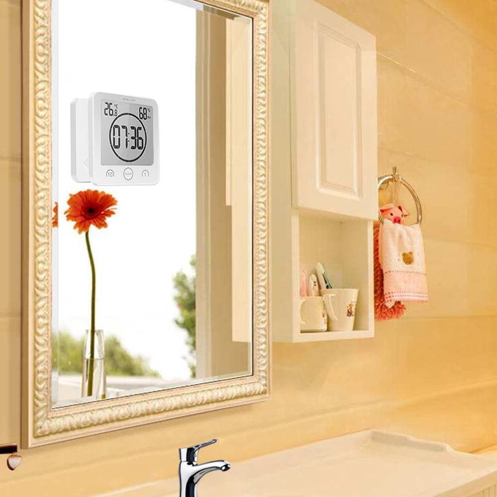 Reloj de ducha digital con temporizador de pantalla LCD grande con pantalla táctil y pantalla de temperatura para baño, ducha, cocina