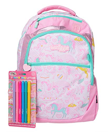 Smiggle Backpack Let's Go (with DIY Fabric Marker Pens x6 Pack) (Pink)