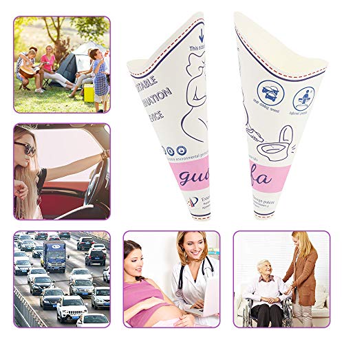 guofa Female Urinal, 30 Pack Disposable Female Urination Device Portable Womens Urinal Funnel Device Women Pee Cup Standing up Waterproof Paper Standing Pee Funnel for Camping, Hiking