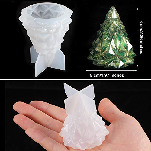 2 Pieces Christmas Tree Silicone Mold 3D Christmas Tree Resin Mold Epoxy Resin Casting Molds Candle Soap Handmade Mold for DIY Festival Craft Making Home Decoration