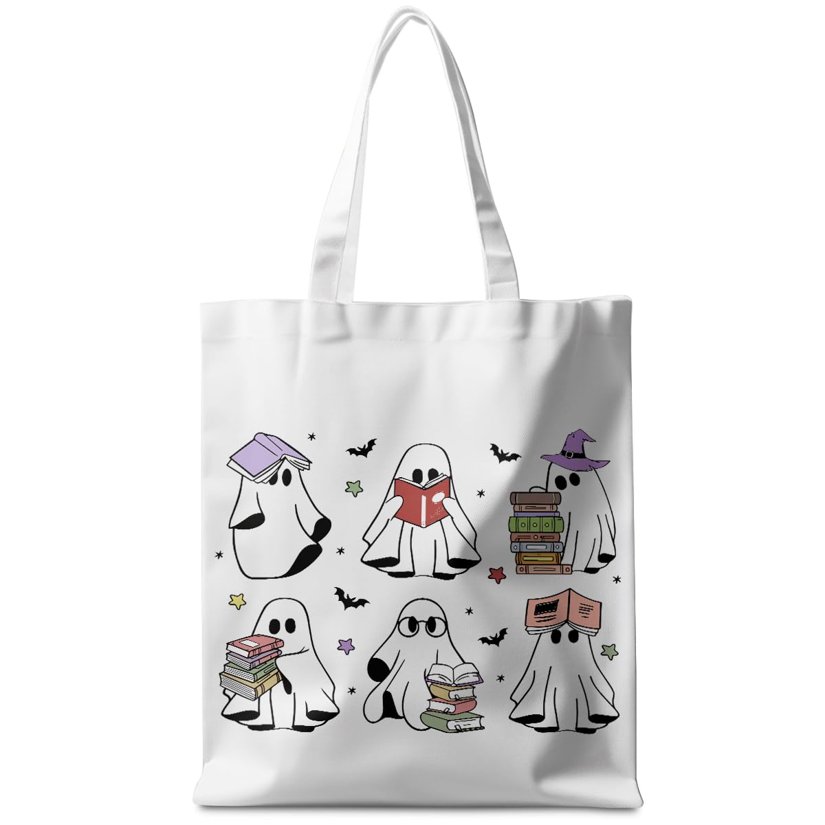 CSHVJ Halloween Stuff Skull Ghost Tote Bag Cat Lover Gifts for Fall Reusable Grocery Bags Wildflower Cute Tote