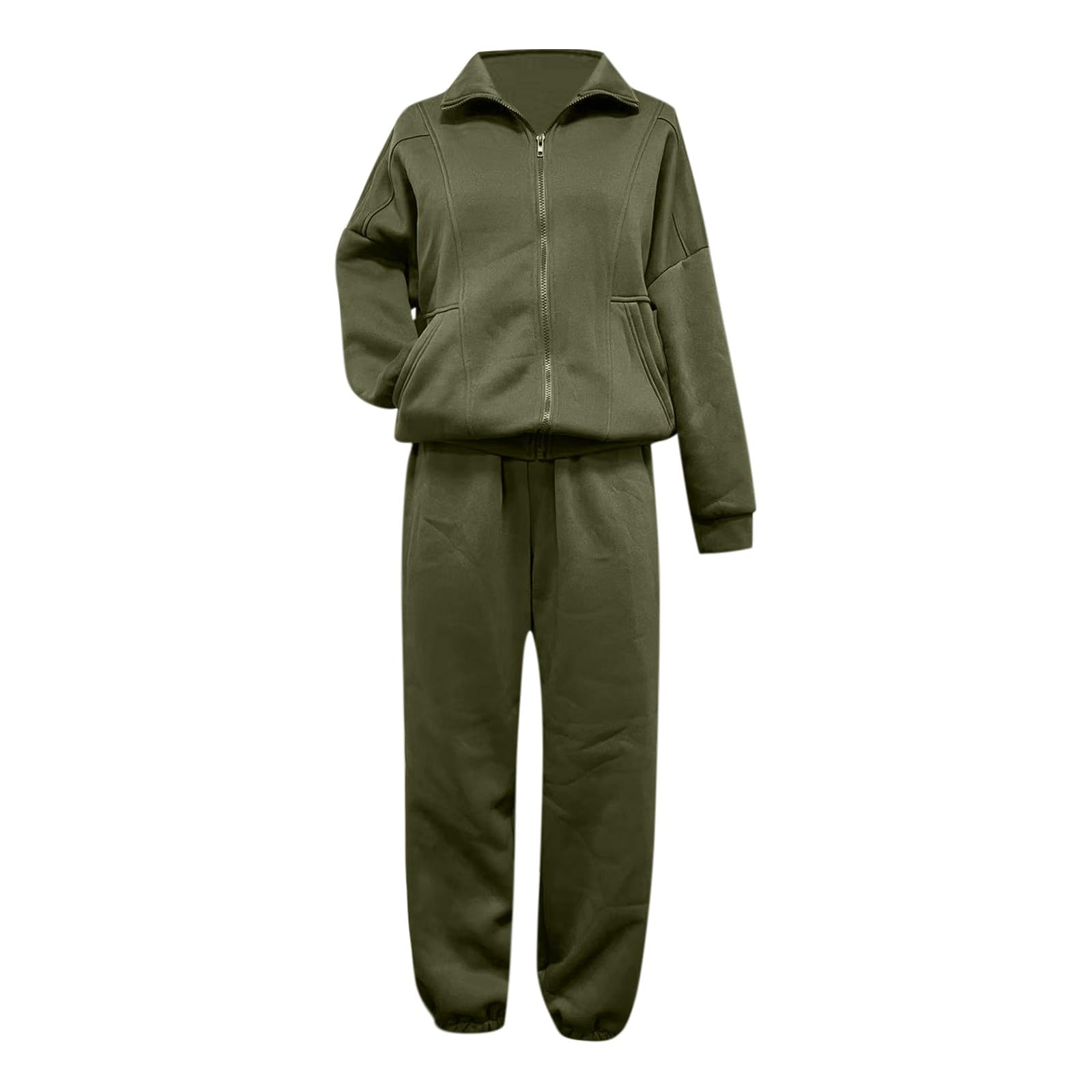 Generico Tuta Completa Donna,Tuta In Pile Casual Con Cappuccio E Cerniera Pantaloni Due Pezzi Tuta Sportiva Morbida Per Un Comfort Ottimale