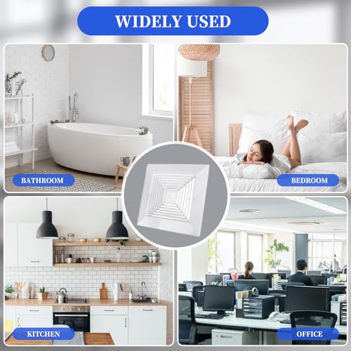 4 unidades de rejilla de ventilación para baño, cubierta de ventilador de techo de 9 x 9 pulgadas, reemplazo de cubierta de ventilación cuadrada para baño, fabricada en plástico con resortes miniatura 7