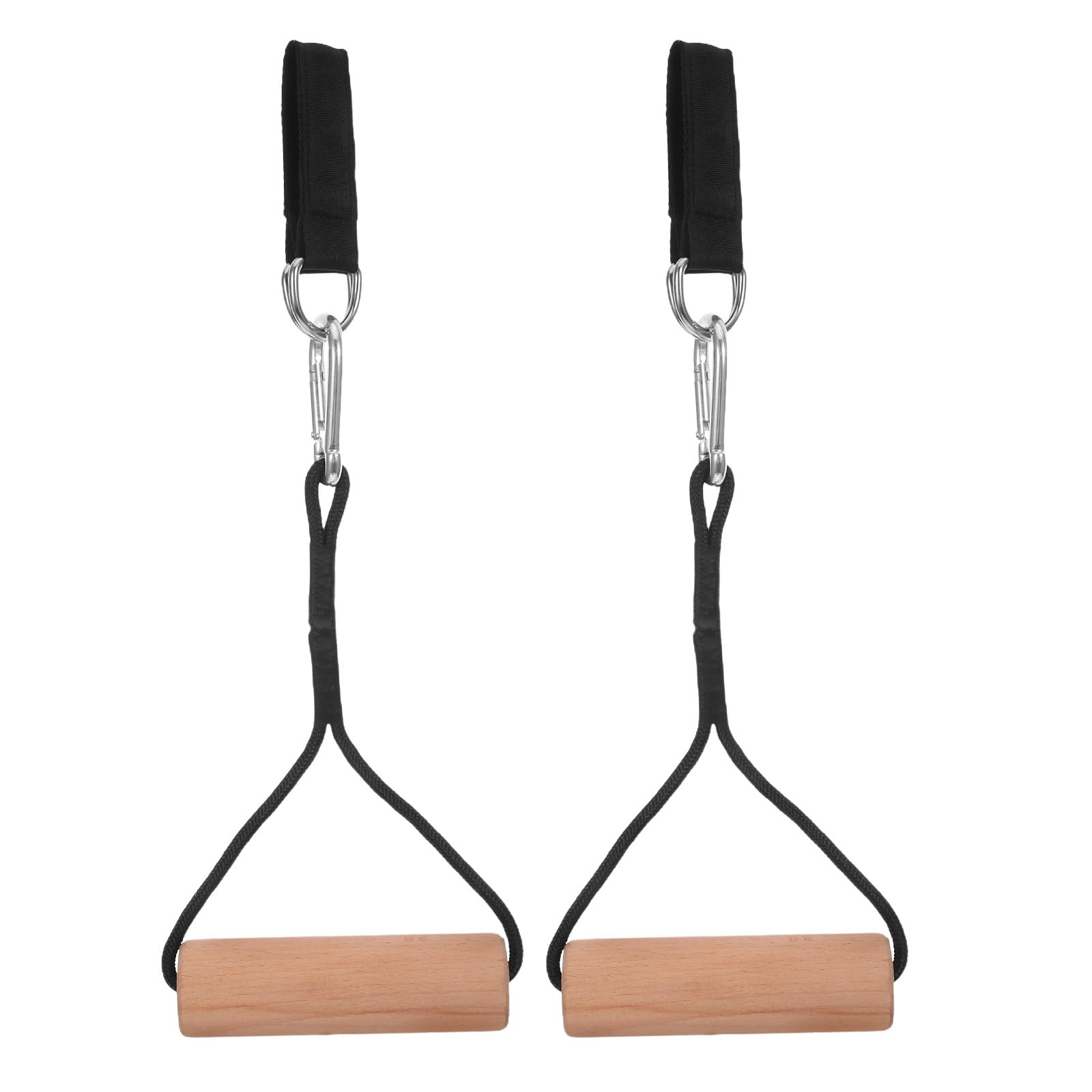 Anneaux de Gymnastique Réglables, Paire, Poignées en Bois de Hêtre