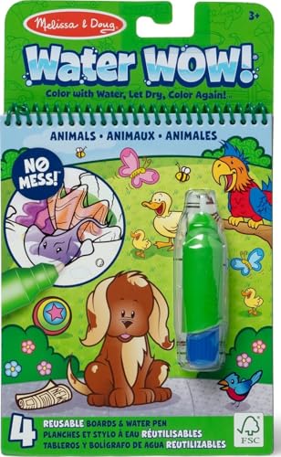 Image of Melissa & Doug On the Go Water Wow! Mess Free Coloring Book, Reusable Water-Reveal Activity Pad, Animals, Travel Toys, Party Favors, For Toddlers & Kids Ages 3+ - FSC Certified