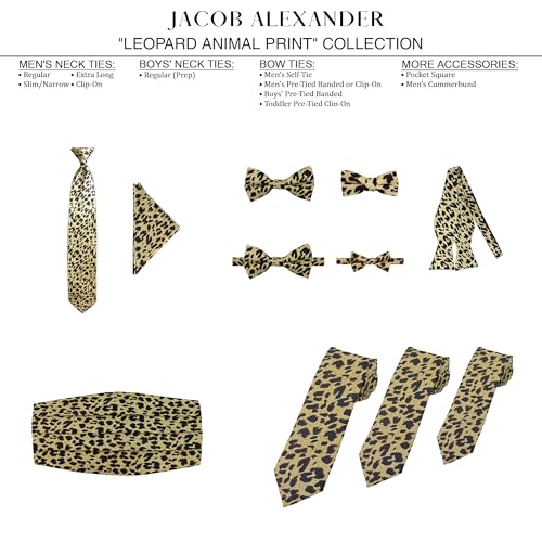 Jacob Alexander Boys' Leopard Animal Print Pre-Tied Clip-On Bow Tie2