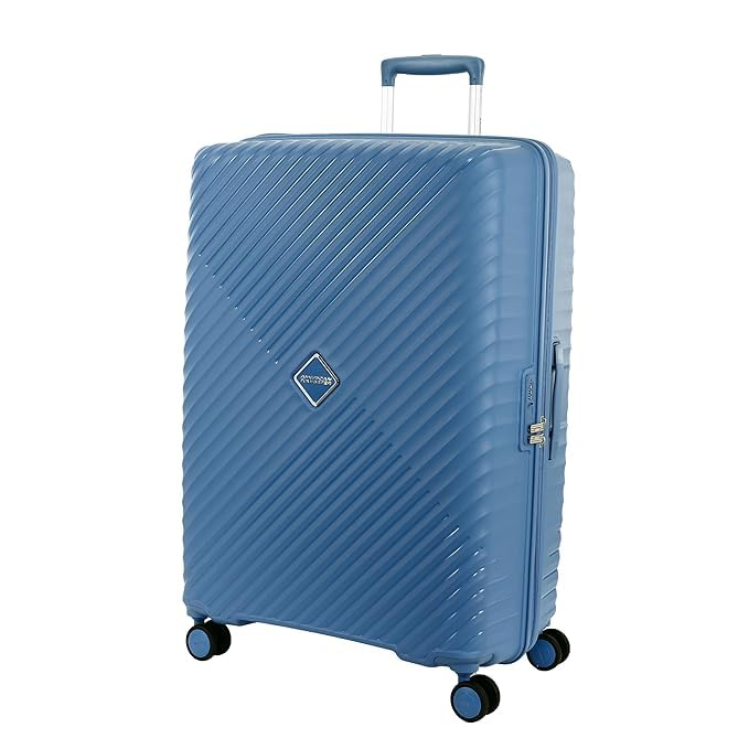 Image of American Tourister Set (55+68+79 CM) Check-in Trolley Bag with Combination Non TSA Lock & 8 Wheels Hard-Sided PC Medium Suitcase /Trolley Bag with Double Spinner Wheels /Luggage for Men & Women (Blue)