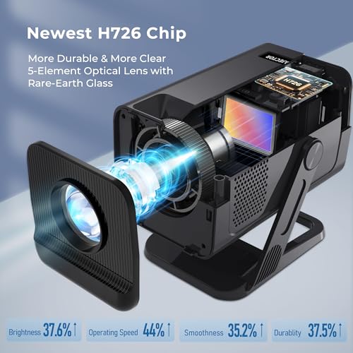 Image of Mini Projector 1080P 4K Support with WiFi 6 and Bluetooth 5.4 Built-in Apps for Home Android 14 Auto Keystone Outdoor Portable Projector Compatible with Netflix /iOS /HDMI /TV Stick /Phone Remote X1 Black