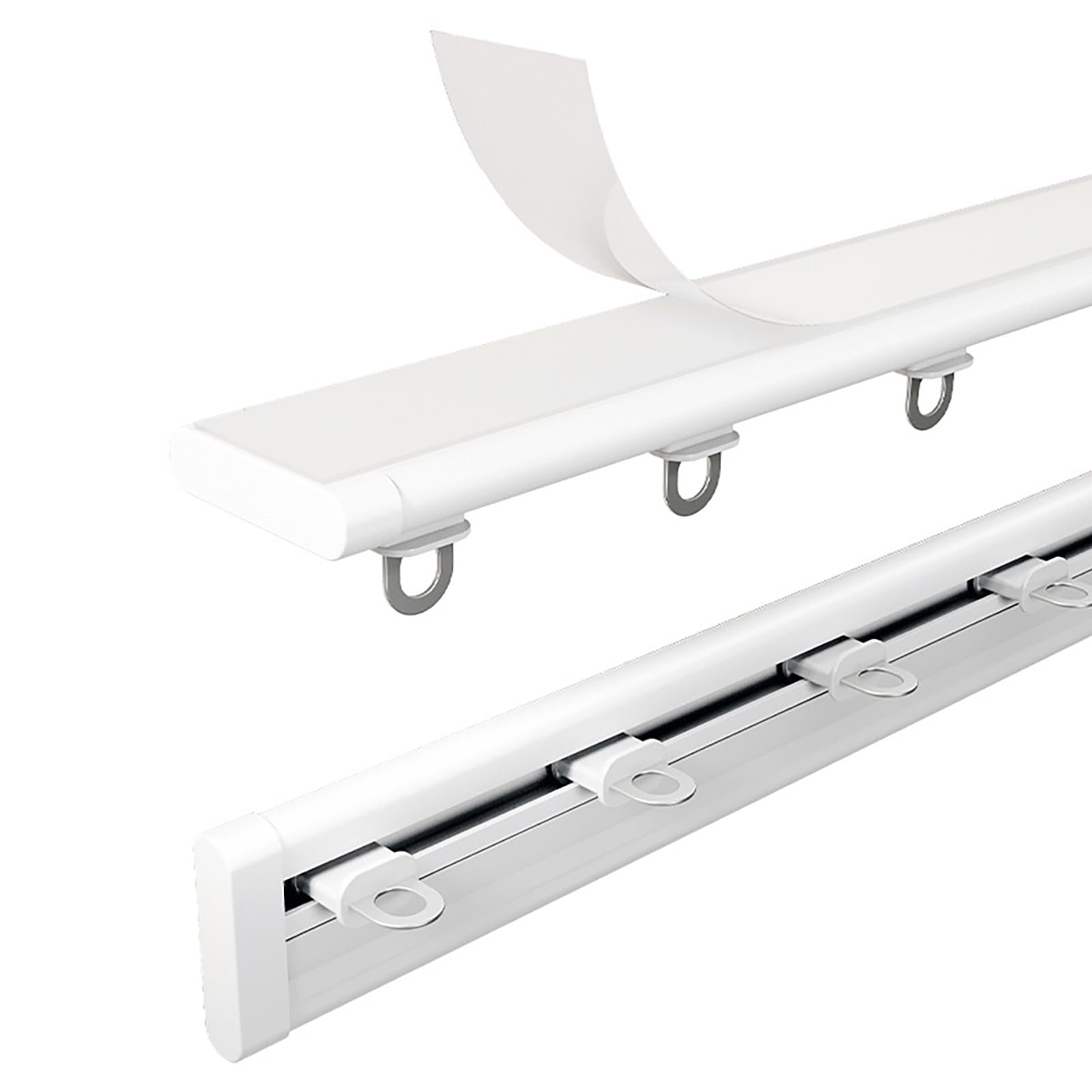 Rail de plafond alu rideau blanc discret séparateur de pièce camping-car