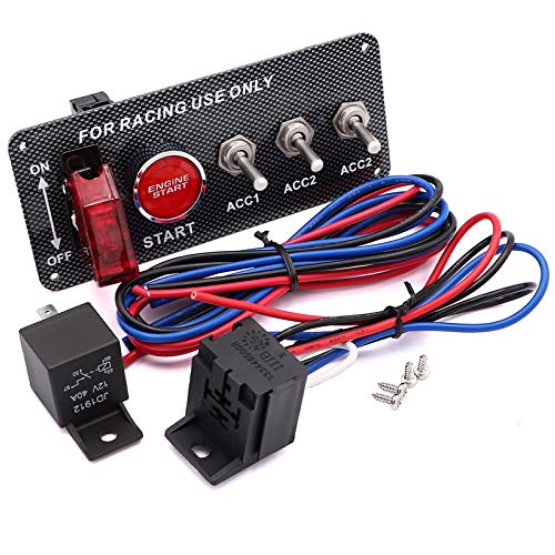Fuzbaxy 12V Ignition Switch Panel 5 In 1 Racing Car Engine Start Push Button Led Toggle For Racing Car Truck #TOP1
