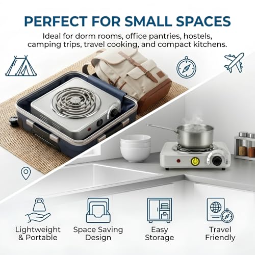 Image of Wellberg 1500W Electric Hot Plate Single Burner Portable Cooking Stove with Adjustable Temperature Control | Fast Heating Coil | Compact Electric Cooktop for Home, Office, Hostel & Travel